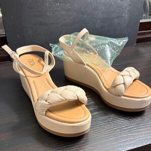 Nordstrom Braided Platform Wedge Sandals - Nude